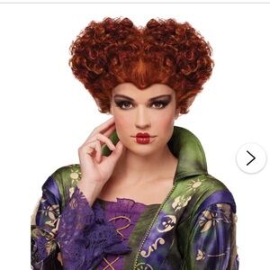 Curly Red Wig with Heart-Shaped Style - Winifred Sanderson